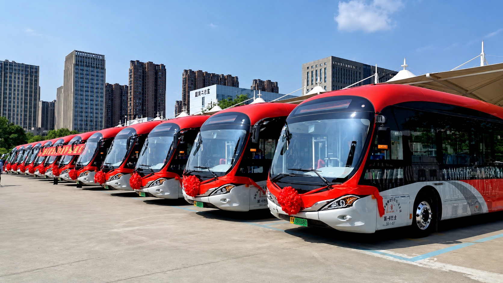 Flota de buses modernos — proyecto de transporte Callenueva